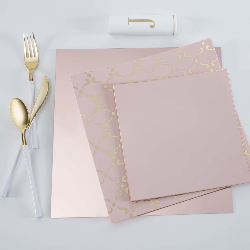 12 Rose Gold Square Light Weight Mirror Charger Plate