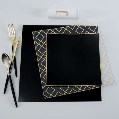 12 Black Square Light Weight Mirror Charger Plate