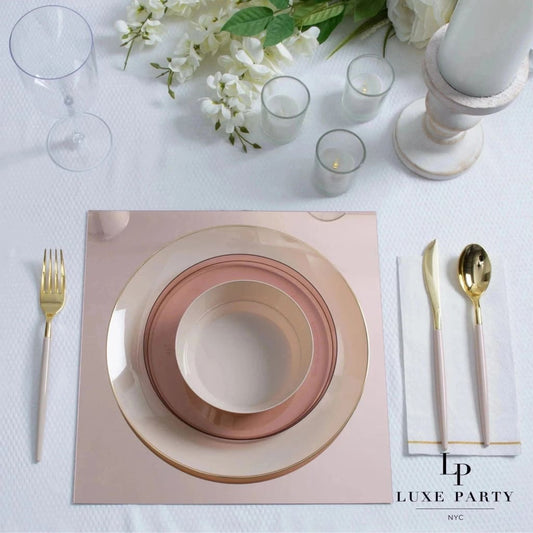 12 Rose Gold Square Light Weight Mirror Charger Plate