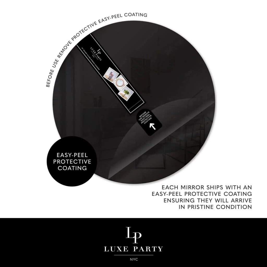 13 Black Round Light Weight Mirror Charger Plate