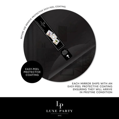 13 Black Round Light Weight Mirror Charger Plate