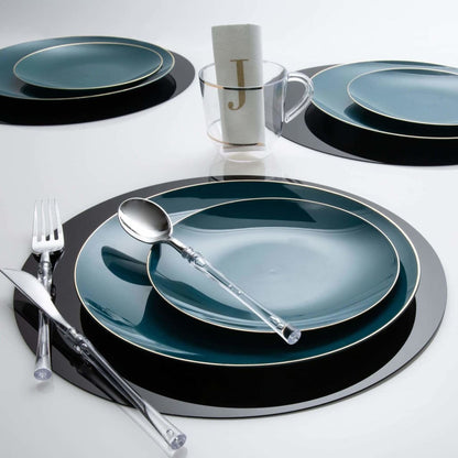13 Black Round Light Weight Mirror Charger Plate