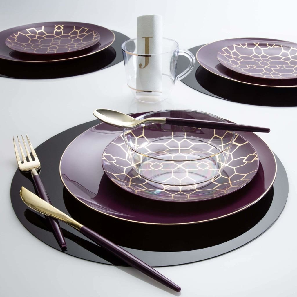 13 Black Round Light Weight Mirror Charger Plate