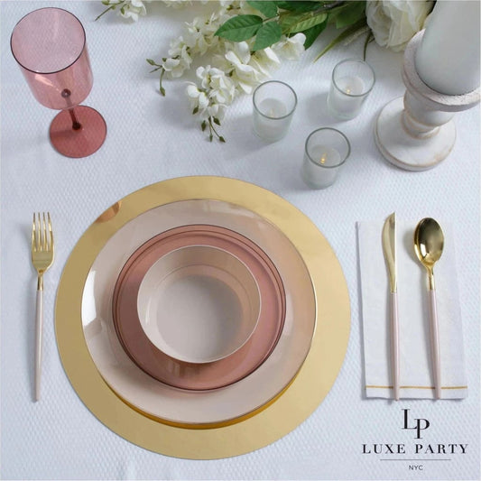 13 Gold Round Light Weight Mirror Charger Plate