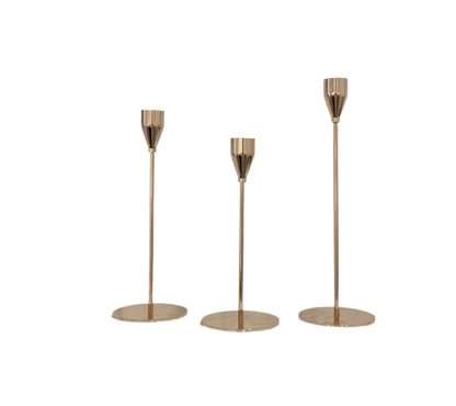 Gold Metal Candlestick holders - Set of 3