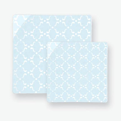 Square Ice Blue • Silver Pattern Plates | 10 Plates