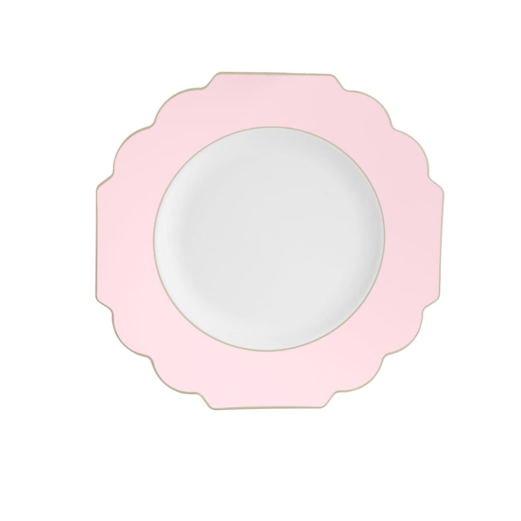Scalloped Blush • Gold Plastic Plates | 10 Pack
