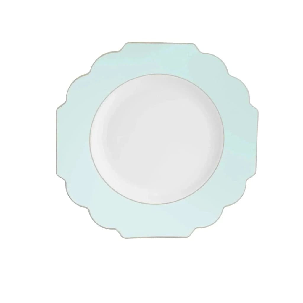 Scalloped Mint Green and Gold Plastic Plates | 10 Pack