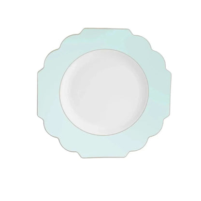 Scalloped Mint Green and Gold Plastic Plates | 10 Pack