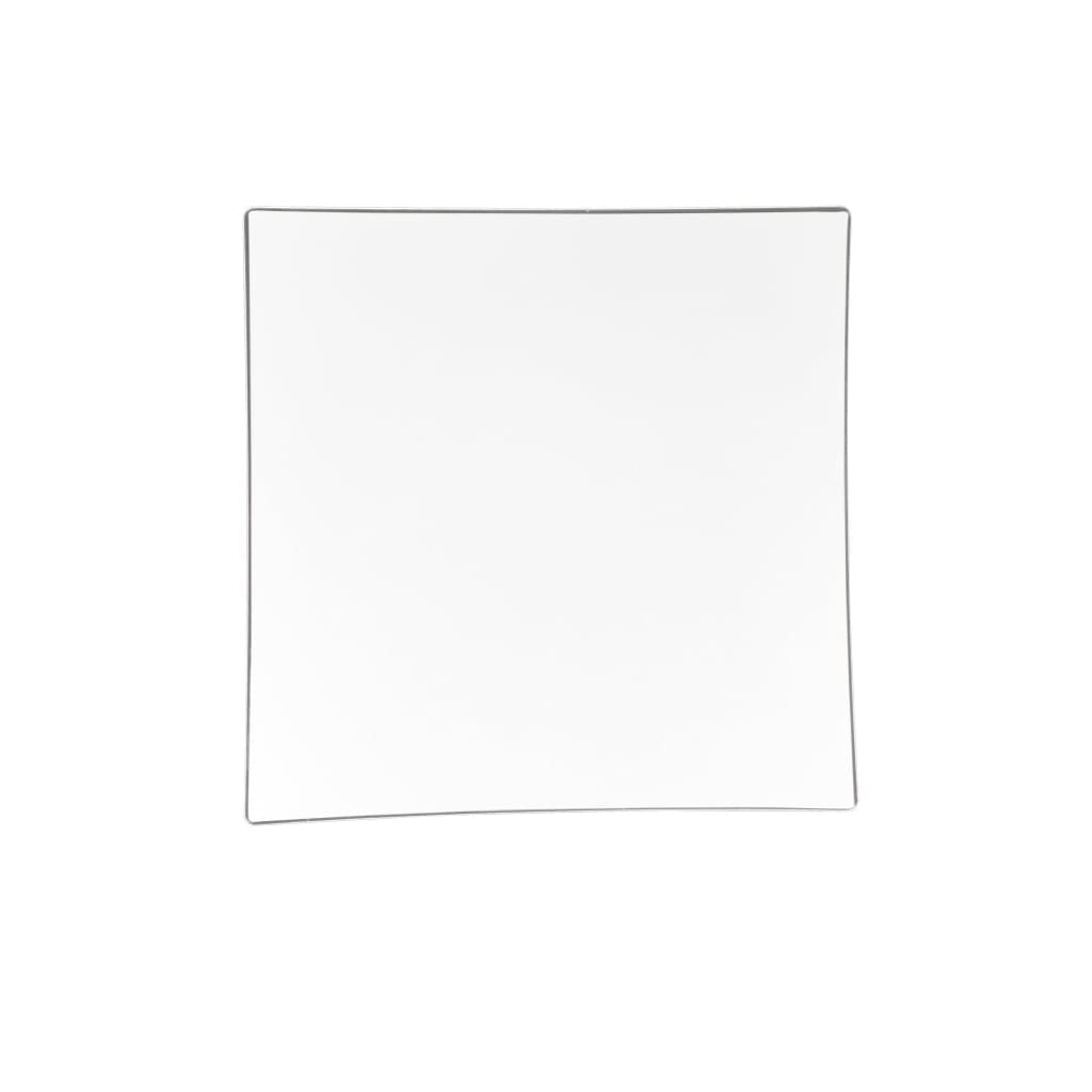 Square Coupe White • Silver Plastic Plates | 10 Pack