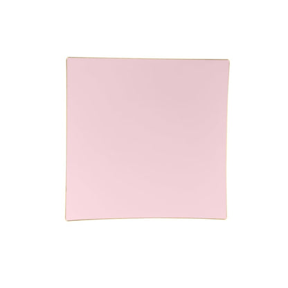 Square Coupe Blush • Gold Plastic Plates | 10 Pack