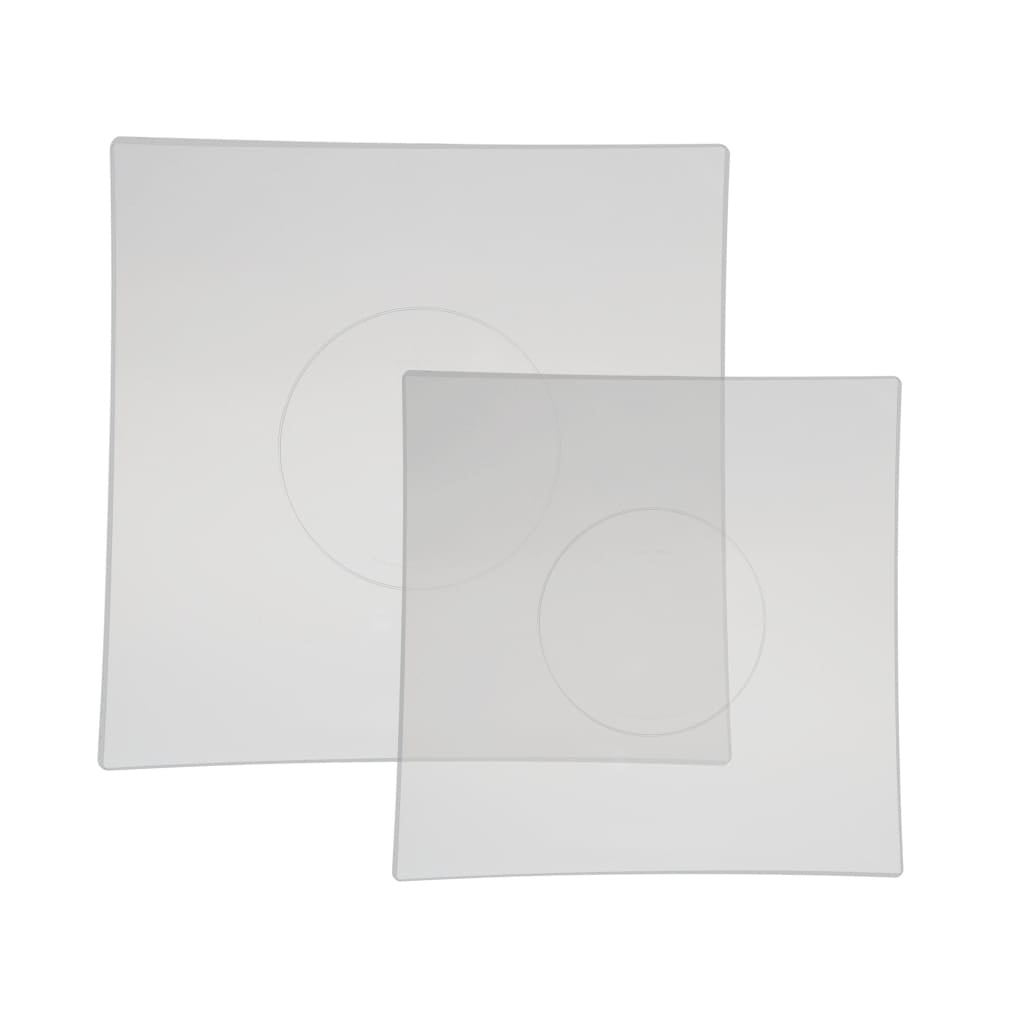 Square Coupe Clear • Silver Plastic Plates | 10 Pack
