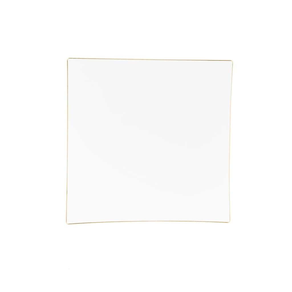 Square Coupe White • Gold Plastic Plates | 10 Pack