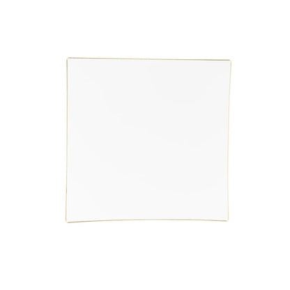 Square Coupe White • Gold Plastic Plates | 10 Pack