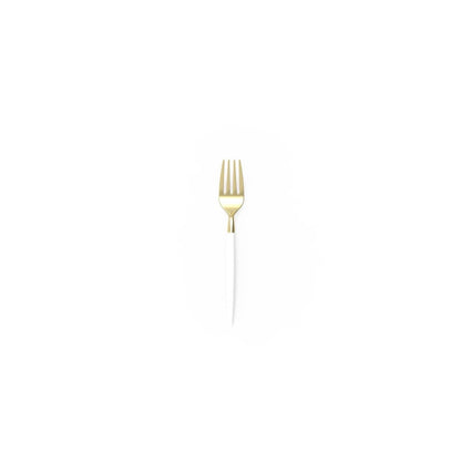 White and Gold Plastic Mini Forks | 20 Forks